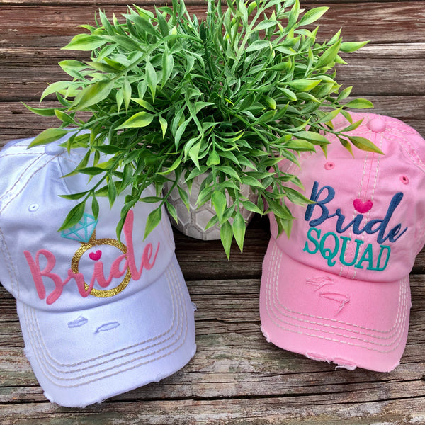Bride Squad Distressed Hats