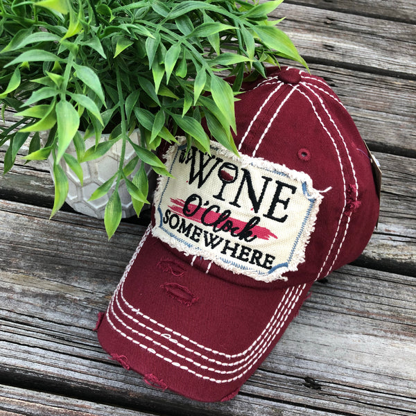 Wine O Clock Somewhere - Baseball hat or cap