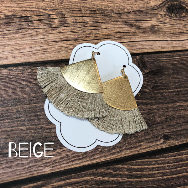 Worn Gold Fan Tassle Earrings