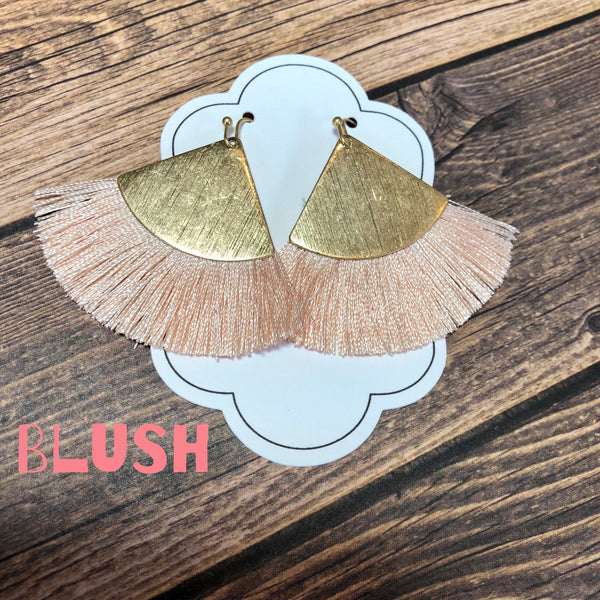 Worn Gold Fan Tassle Earrings