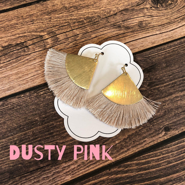 Worn Gold Fan Tassle Earrings