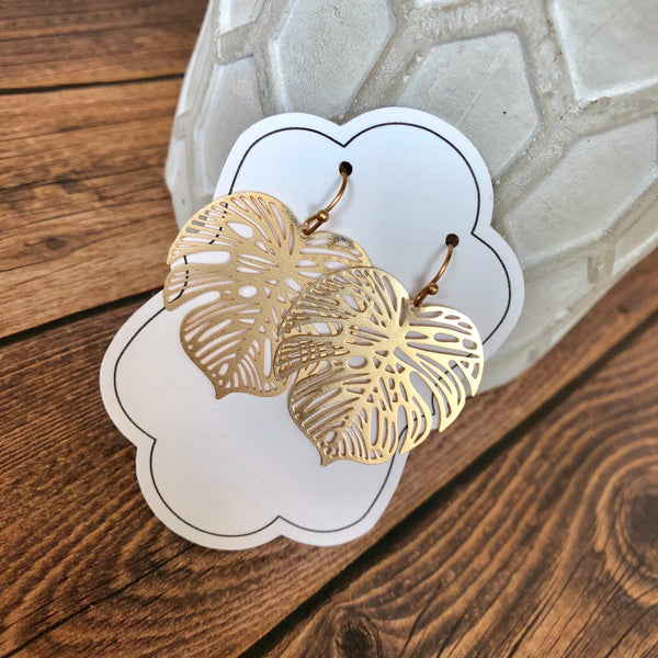 Gold Palm Leaf Earrings