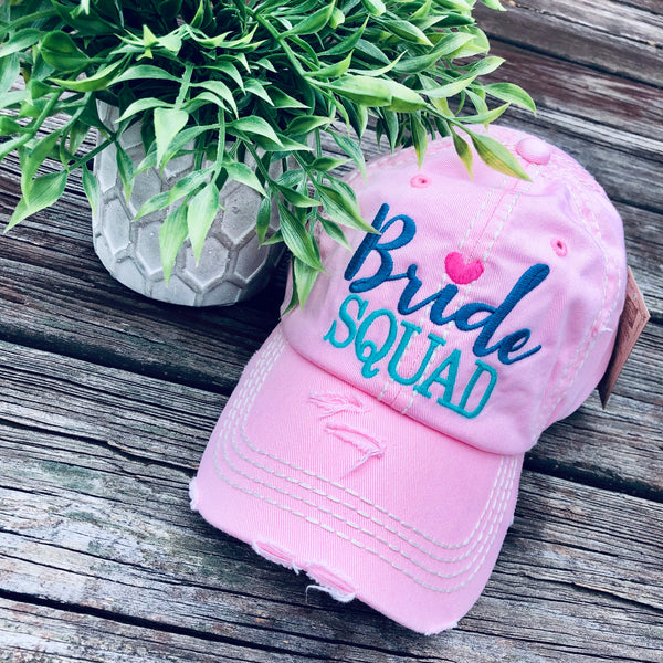 Bride Squad Distressed Hats