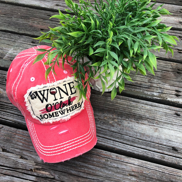 Wine O Clock Somewhere - Baseball hat or cap