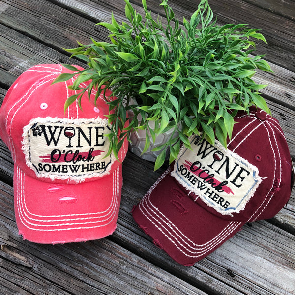 Wine O Clock Somewhere - Baseball hat or cap