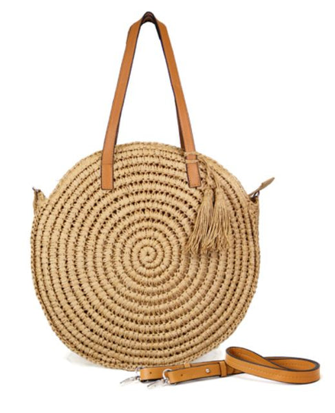 Round Straw Island Purse