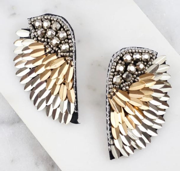 Embellished Wing Post Earrings - 3 Colors!