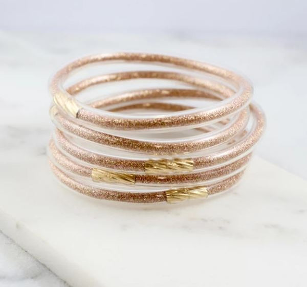 TONS of Colors! Set Of Five Jelly & Glitter Bangle Bracelets