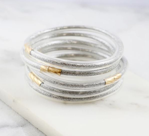 TONS of Colors! Set Of Five Jelly & Glitter Bangle Bracelets