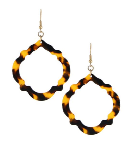 Quatrefoil Tortoise & White Pearl Earrings ~ C'est La Vie Jewelry