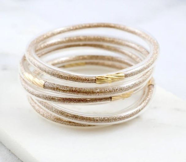 TONS of Colors! Set Of Five Jelly & Glitter Bangle Bracelets